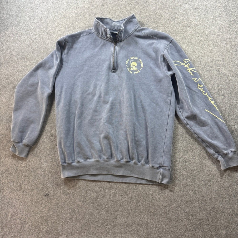 Comfort Colors Mens John Newcombe Newks Ranch Quarter Zip Medium Blue Cotton